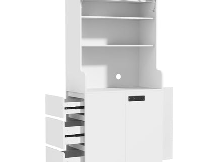 Pantry Cabinet With Hydraulic Flip Top And USB Charging Port