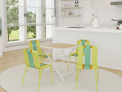 Modern Striped Blocking Single Chairs, Waterproof And Fade Resistant (Set of 4)