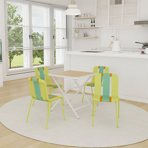 Modern Striped Blocking Single Chairs, Waterproof And Fade Resistant (Set of 4)