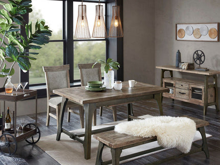 Dining Side Chair Set With Cushioned Back And Seat (Set of 2) - Weathered Gray / Natural