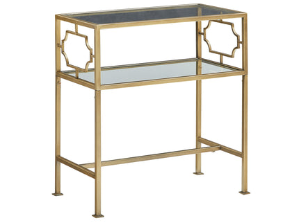 Grifton - Rectangular Glass Accent Table - Antique Gold