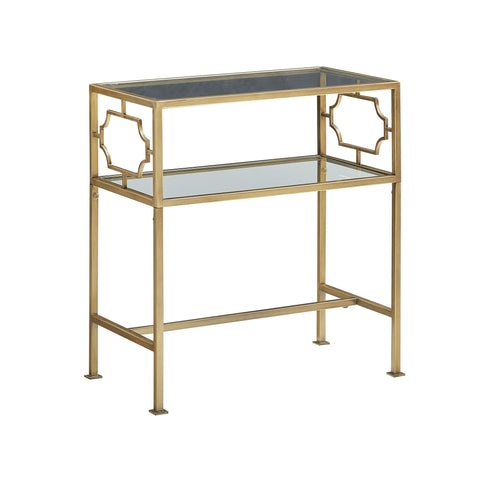 Grifton - Rectangular Glass Accent Table - Antique Gold