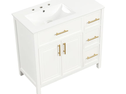 Modern Bathroom Vanity With Sink Top, 2 Doors And 3 Drawers
