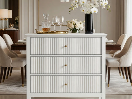 3 Drawer Nightstand, Wide With Soft Close Slides - White