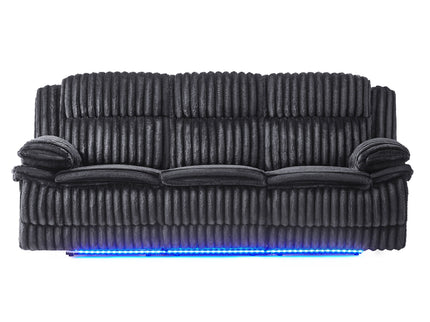 Winston - Power Reclining Sofa With LED Lighting, Hidden Drawer, And Drop Down Table - Black