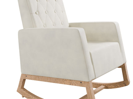 Rocker Chair With Tufted Back - Beige / Ivory
