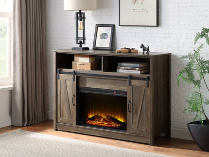 Tobias - Fireplace With Shelf Storage - Oak