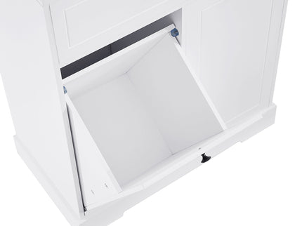 Freestanding Bathroom Storage Cabinet With Doors, Drawers, And Tilt Out Laundry Hamper - White