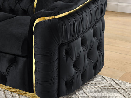 Button Tufted Couch With 2 Pillows, 3 Seater Luxury Chesterfield Sofa