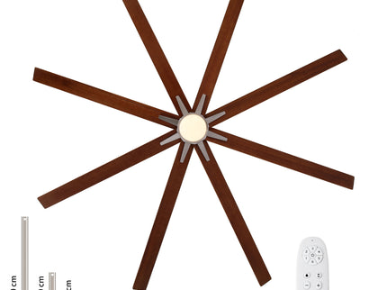 Oversized Large Ceiling Fan With Dimmable LED Light, 8 Blades, Remote Control