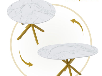 Round Dining Table With Extendable Blades, X Base