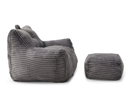 Giant Bean Bag Chair With Armrests And Footstool