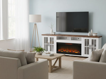 Fireplace TV Stand Console & Fixed Shelves