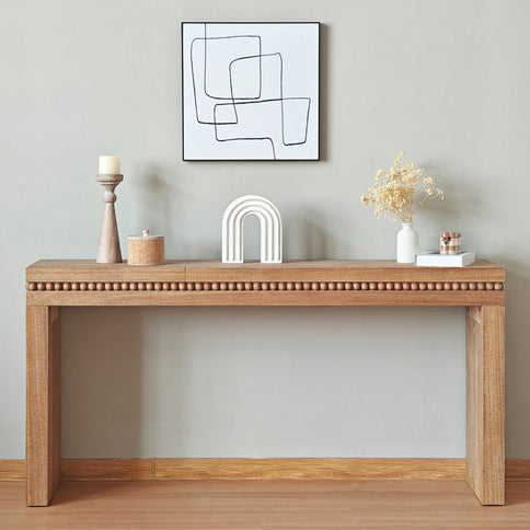 Modern Rustic Wood Table, Rectangular Living Room Center Table With Floating Top Design