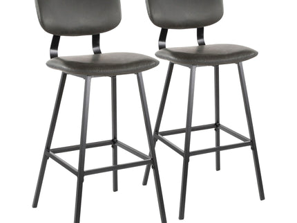 Foundry - Contemporary Barstool Zig Zag Stitching (Set of 2) - Black / Gray