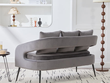 Open Back Loveseat Settee With 3 Pillows