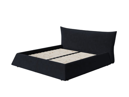 Upholstered Platform Bed With Special Shaped Headboard