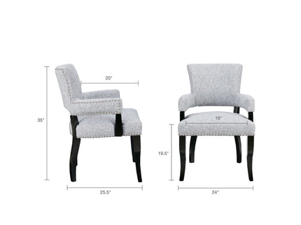 Elegant Arm Dining Chair With Brass Nail Head Detailing