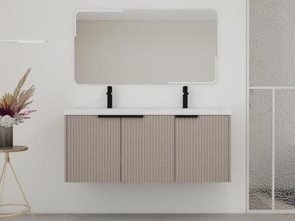 Contemporary Wall Mounted Bathroom Vanity With Resin Double Sink
