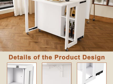 3 In 1 Foldable Side Table With 4 Storage Shelves