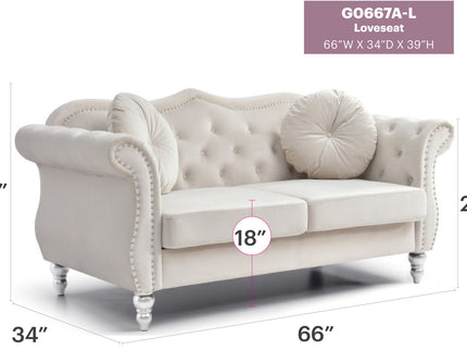 Stylish Flared Arm Loveseat