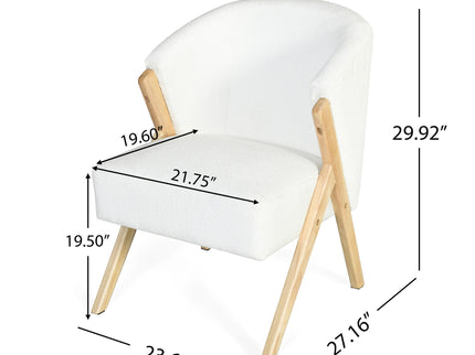 Modern Accent Chair With Polyester Upholstery And Minimalist Lounge Chair For Living Room, Bedroom, Or Office - White