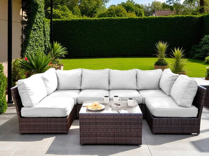 Comfortable Modern Patio Rattan Sectional Set With Cushions