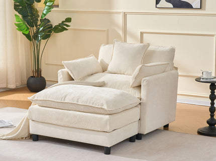 Accent Chair With Ottoman - Beige
