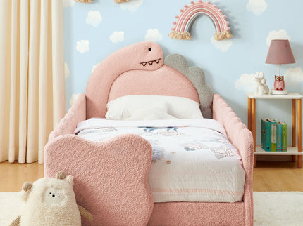Cute Dinosaur Shaped Bed With Safety Guardrail, Toddler Frame