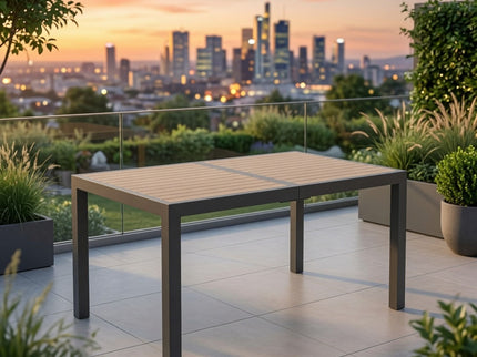 Rectangle Outdoor Patio Table With Slatted Top - Gray