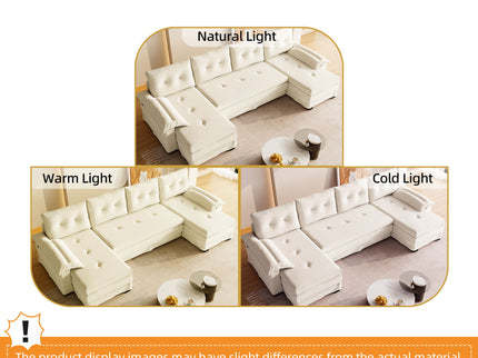 U-Shaped Sleeper Sofa With Pull Out Bed, Removable Armrests & USB Ports For Living Room