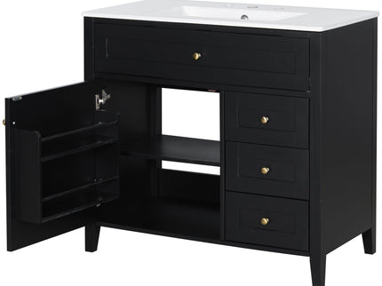 Bathroom Vanity With Sink, Cabinet With 3 Drawers And Adjustable Shelf