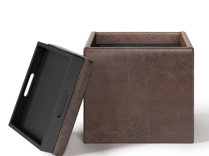 Rockwood - Upholstered Cube Storage Ottoman With Tray