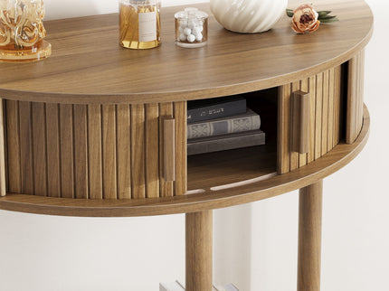 Half Moon Console Table For Living Room - Walnut