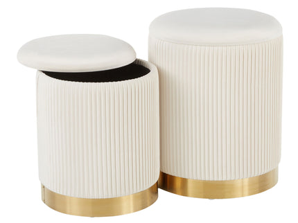 Marla - Contemporary Nesting Pleated Ottoman Set