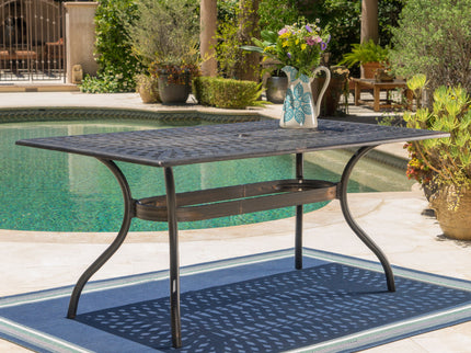 Enchantia - Outdoor Rectangular Dining Table With Weave Tabletop And Flared Legs - Copper