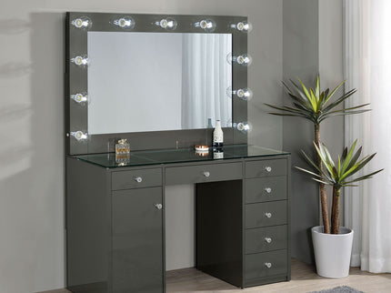 Fern - 7 Drawer Vanity Set With Mirror And Globe Lights