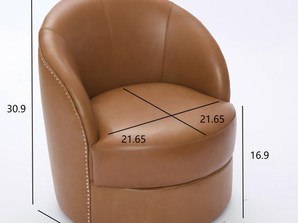 Swivel Accent Chair With 360° Smooth Spin - Black / Light Brown / Silver