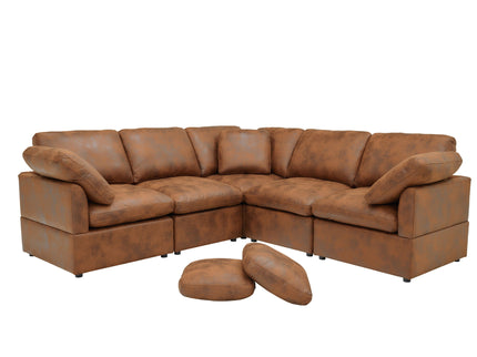 Modular Cloud Sectionals Sofa, Freely Configurable Corner - Light Brown