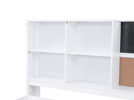 Twin Size Daybed With Storage Shelvesboard, Cork Board, USB Ports And Trundle - White