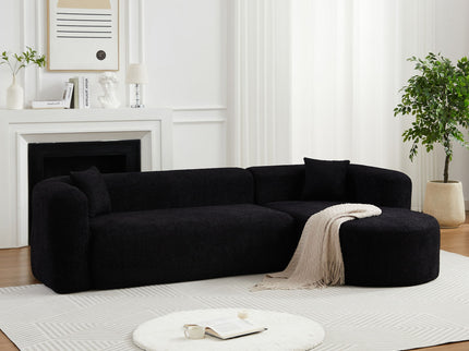 L - Shape Boneless Cloud Couch With 2 Throw Pillows For Living Room