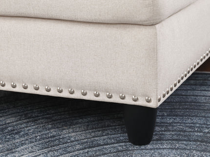 Alger - Wide Left Hand Facing Sofa & Chaise With Ottoman - Beige