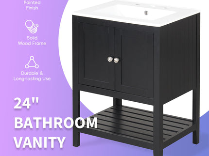 Modern Bathroom Vanity With Sink And Open Shelf