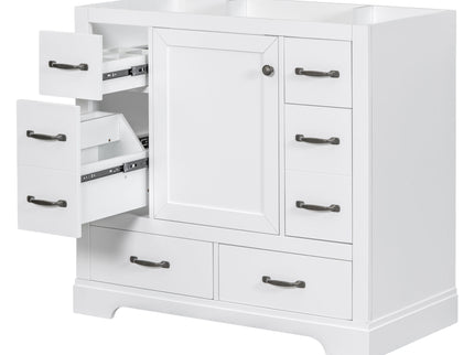 Modern Bathroom Vanity Base Only, 6 Drawer Storage With Adjustable Shelf