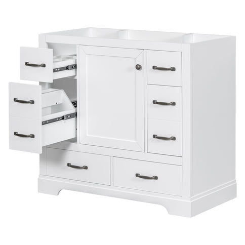 Modern Bathroom Vanity Base Only, 6 Drawer Storage With Adjustable Shelf