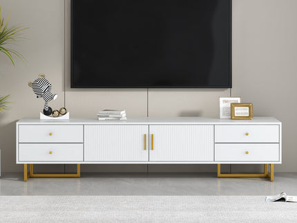 TV Media Console Table, TV Stand With Storage For Living Room - White