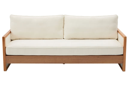 Modern 3 Seater Sofa With Wood Armrests