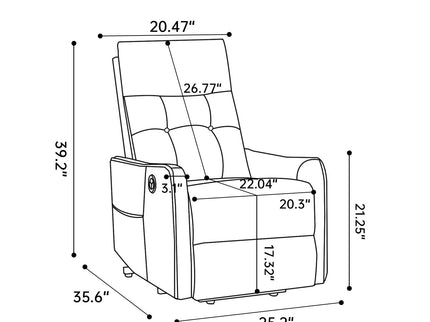 Single Motor Power Lift Recliner Chair With Massage And Heat, USB For Charging - Brown