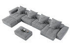Dark Gray / 4 Seater Sofa With 2 Ottomans