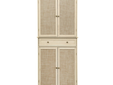 4 Door Storage Cabinet With 1 Drawer And 4 Adjustable Inner Shelves - Natural